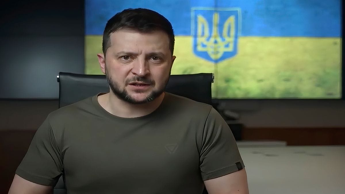 President Zelensky addressing Russia offensive