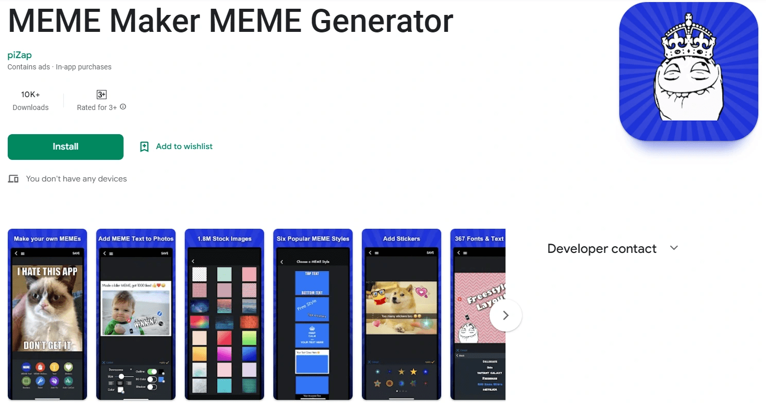 meme maker meme generator app store interface