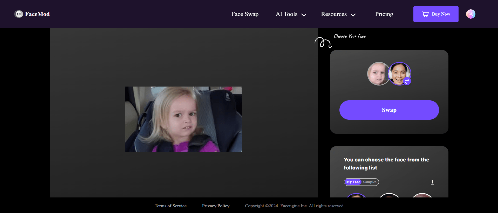 upload the source image and click swap
